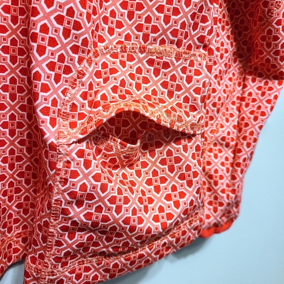 Land's End Bright Pink Geometric Pattern Half Zip Sporty Jacket w/ Phone Pocket - Picture 2 of 8